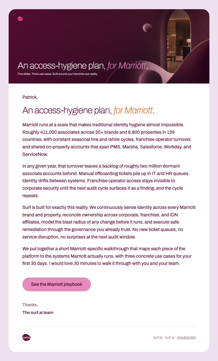 Marriott nurture emails